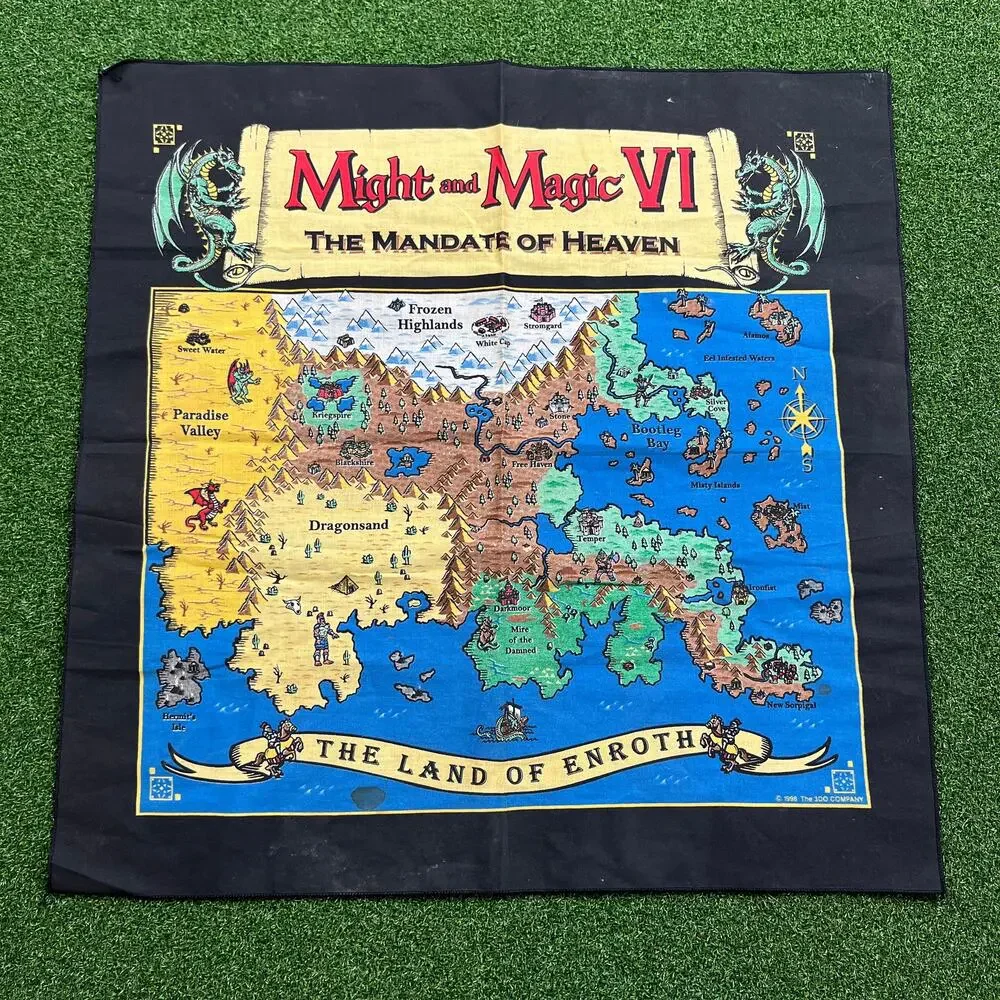 Vintage 90s Might and Magic VI: The Mandate of Heaven Cloth Map PC Game